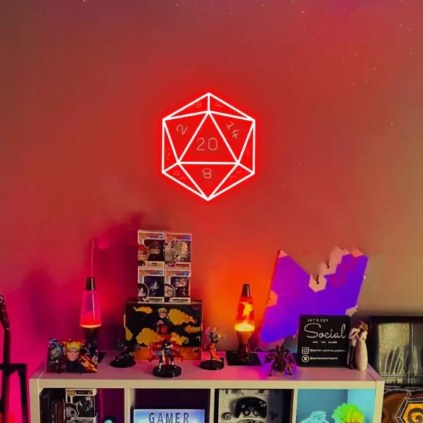 LSZSARIES™ D20 Dice Gaming Room Decor Neon Sign