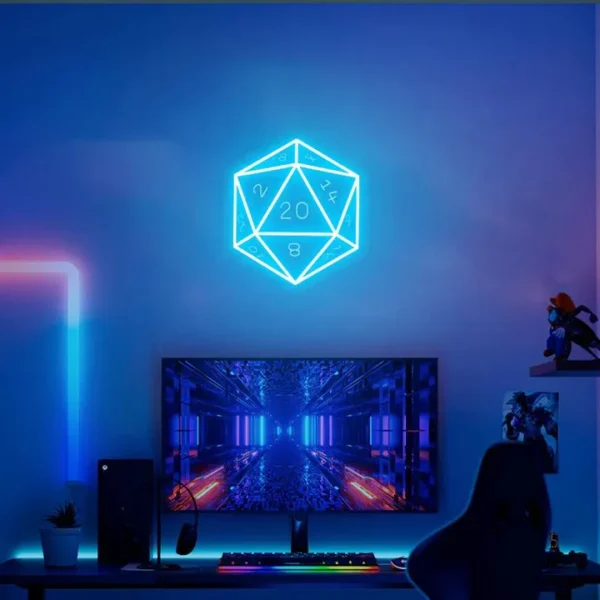 LSZSARIES™ D20 Dice Gaming Room Decor Neon Sign