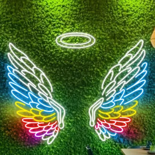 LSZSARIES™ Angel Wings and Halo Colourful Neon Sign
