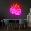 LSZSARIES™ DND Dice Love Acrylic Artwork Wall Decor Neon Sign