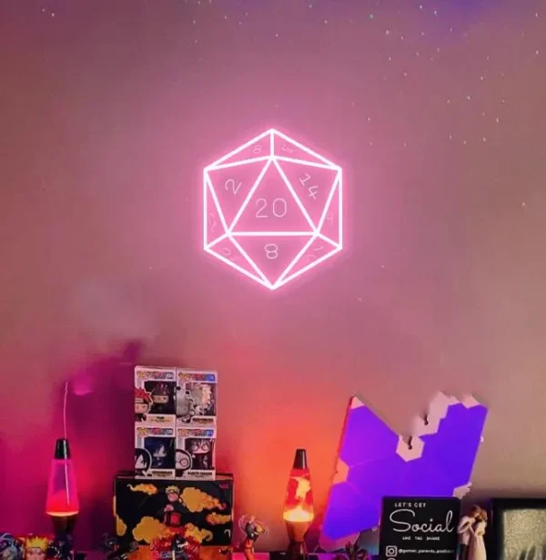 LSZSARIES™ D20 Dice Gaming Room Decor Neon Sign