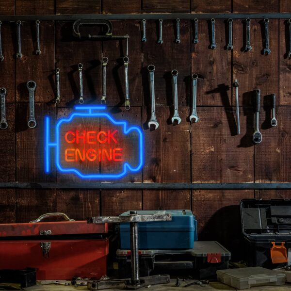 Version 1.0.0 LSZSARIES™ Check Engine Light Neon Sign(Ice Blue)
